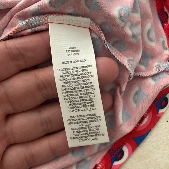 Boden Tory jersey red rainbow dress womens 14 large new 3/4 sleeve casual cute - Picture 9 of 10